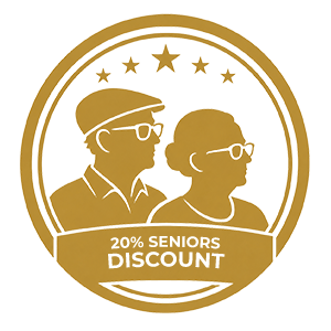 seniors discount 20% badge